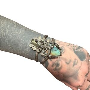 Silver and opal and labradorite Scorpion Cuff Bracelet STUNNING